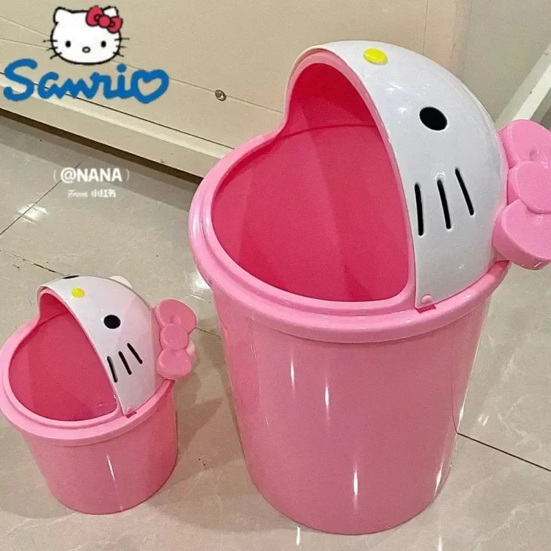 Sanrio Hello Kitty Kawaii Trash Can – Cute Dustbin for Bedroom & Living Room Garbage Disposal