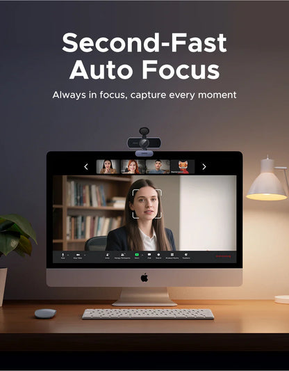 UGREEN 4K FHD 1080P 8MP Webcam – PDAF Auto Focus, Dual AI Noise-Cancelling Mics for PC, Zoom, Teams & Google Meet