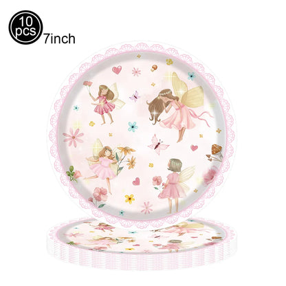 Pink Butterfly Fairy Party Tableware Set – Disposable Plates, Cups & Napkins for Birthday, Wedding & Baby Shower Decor