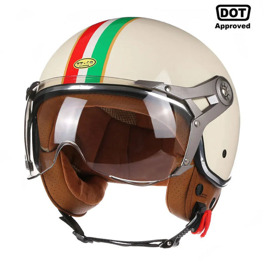 New Open Face 3/4 Motorcycle Helmet – Retro Vintage Chopper Capacete De Moto for Men & Women, DOT Certified Bike & Scooter Helmet