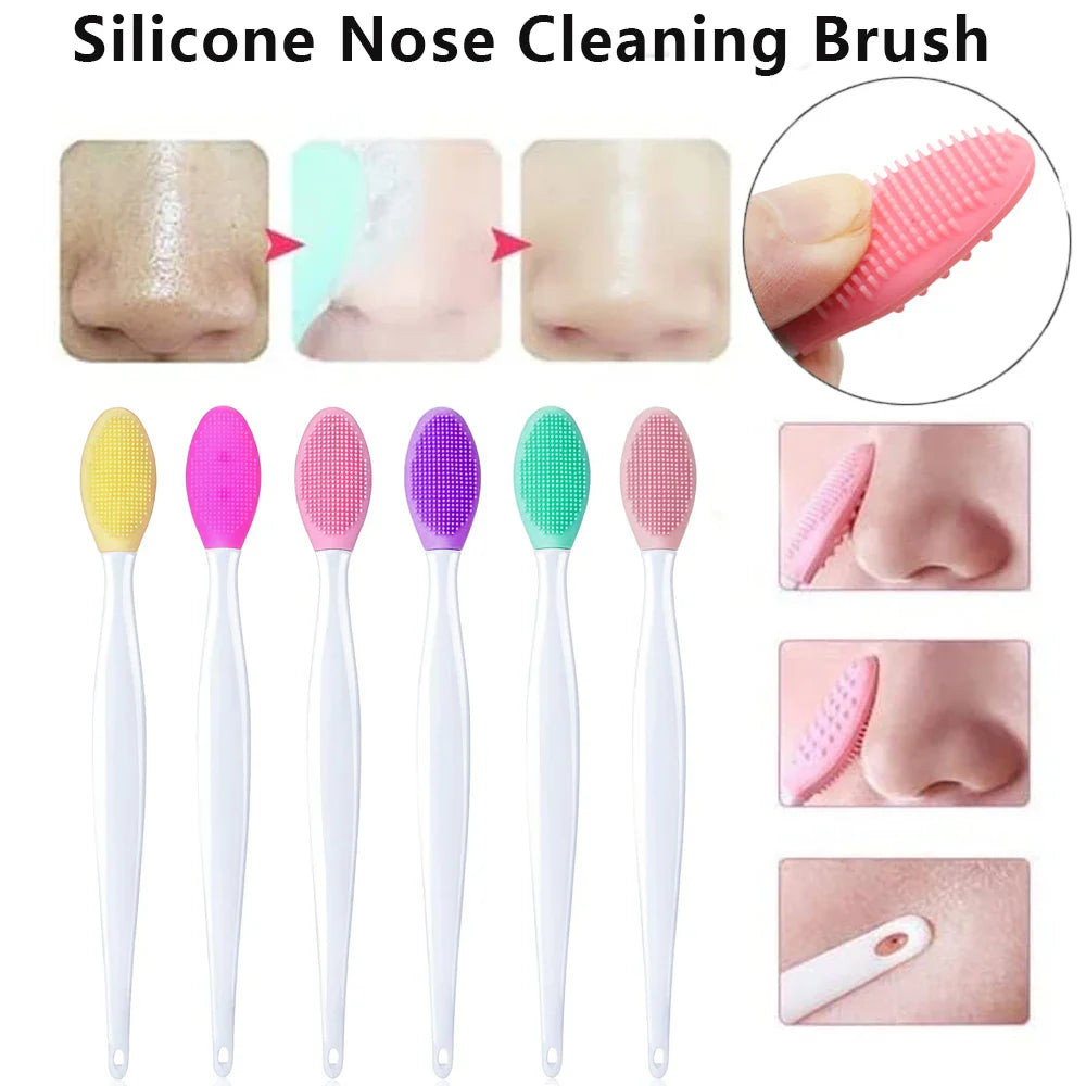 1/4PCS Silicone Face Cleaning Brush – Exfoliating Blackhead Removal Tool with Replacement Head for Skincare & Beauty Routine