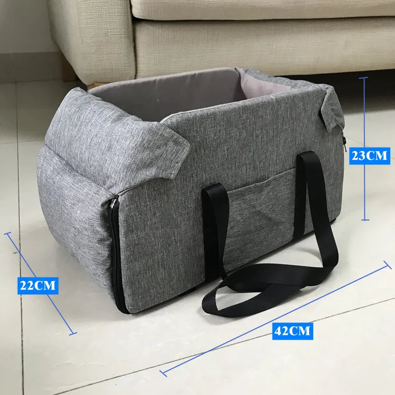 Portable Dog Car Seat Bed | Central Car Carrier for Small Dogs & Cats | Safety Travel Bag for Pet Accessories