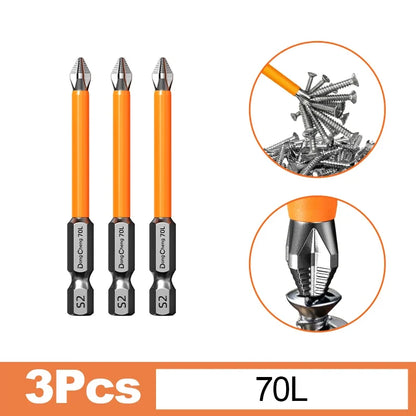 Magnetic Anti-Slip Screwdriver Bit Set - S2 Alloy Steel Impact Resistant Hex Shank Bits for Power Tools