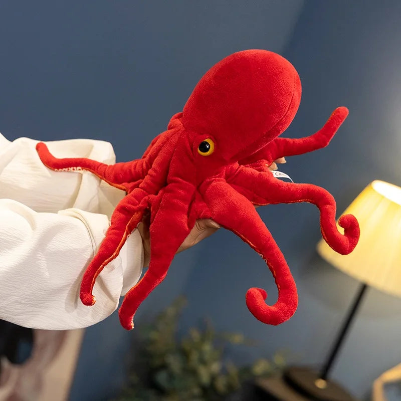 Lifelike Octopus Plush Toy — 40-75cm Red Stuffed Sea Animal Doll for Kids Gifts