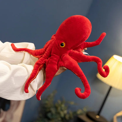 Lifelike Octopus Plush Toy — 40-75cm Red Stuffed Sea Animal Doll for Kids Gifts