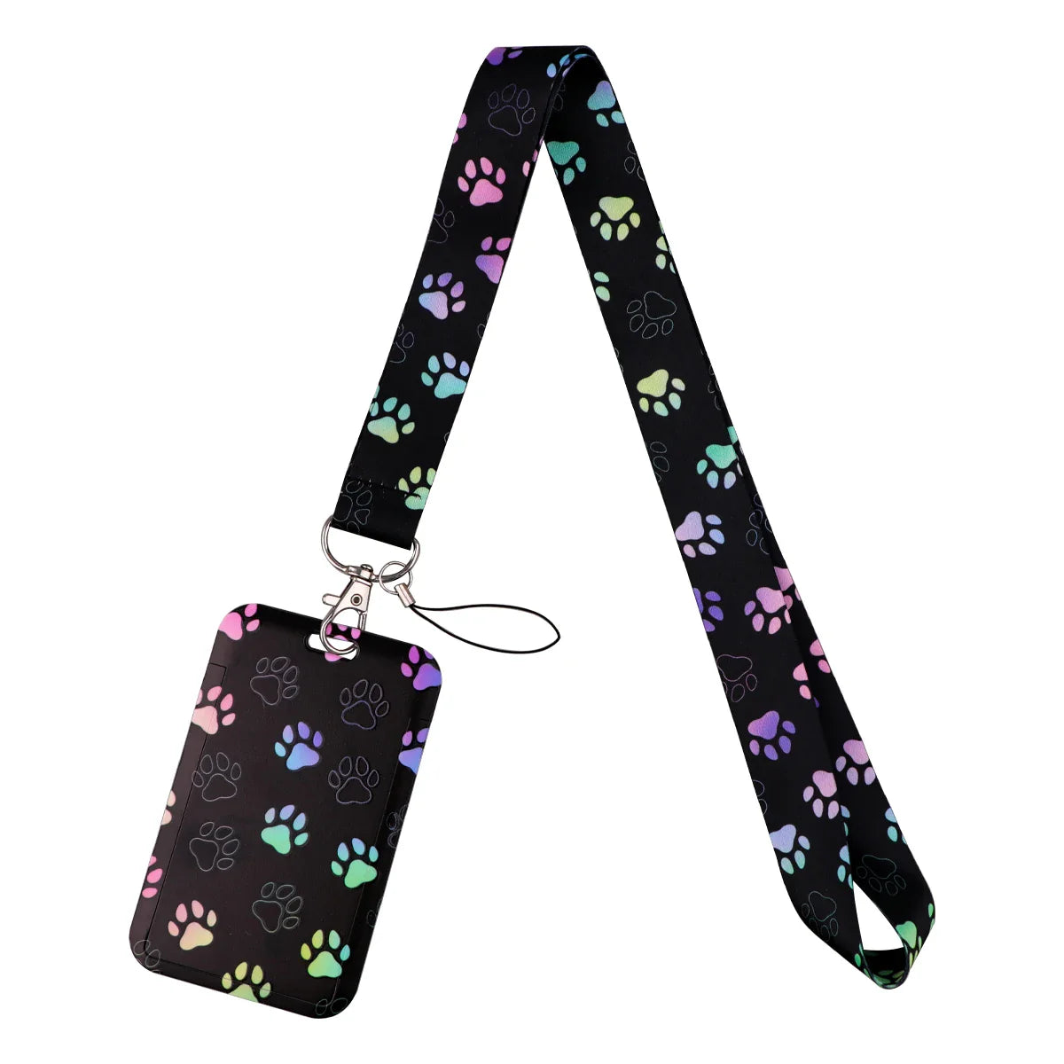 LX1293 Cartoon Black Cat Lanyard – Keychain, ID & Credit Card Holder, Phone Charm Neck Strap, Badge Accessories