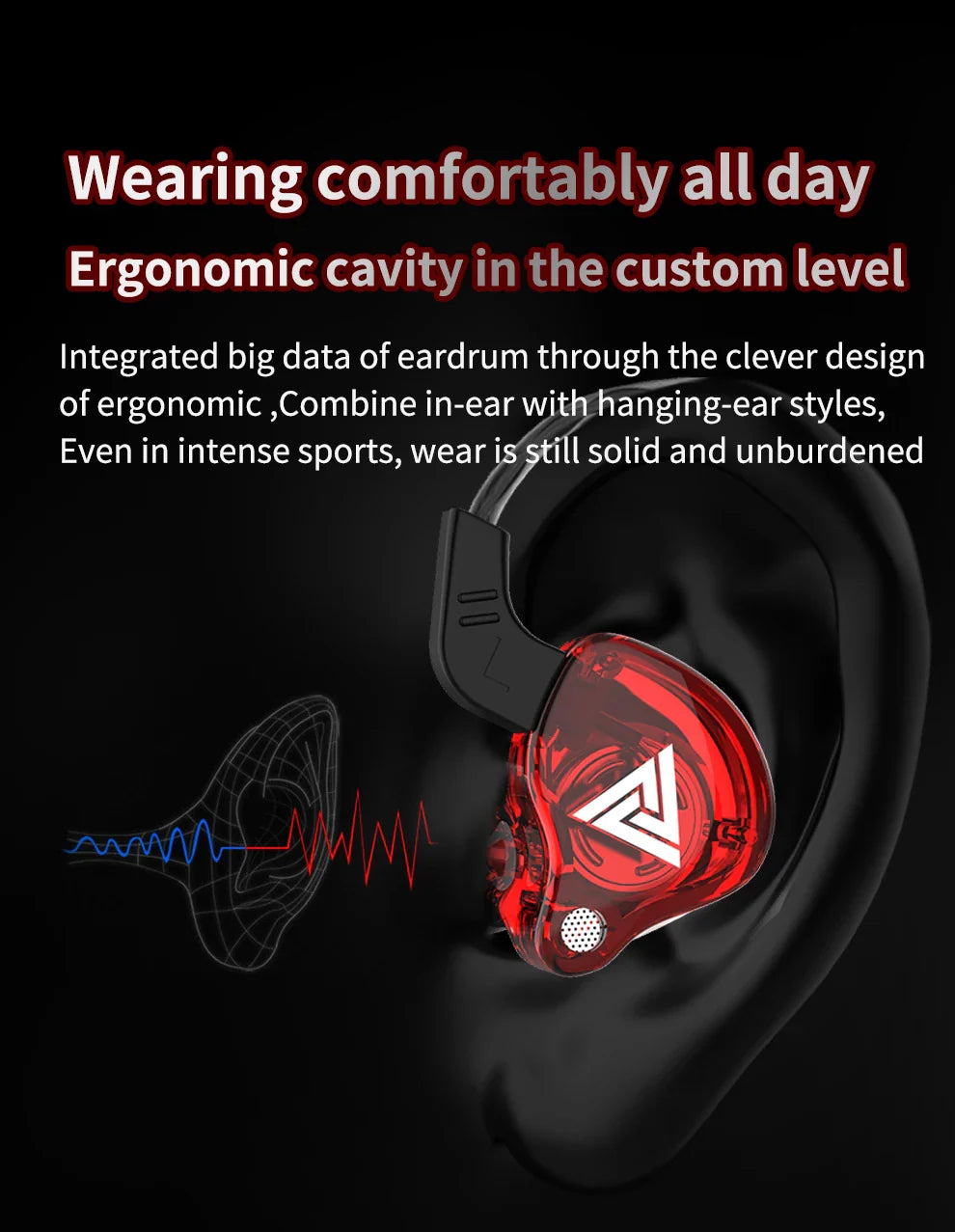 QKZ AK6 In-Ear Earphones - 6 Dynamic Drivers, Stereo Headphones with Mic, Sports HIFI Subwoofer Monitor Earbuds