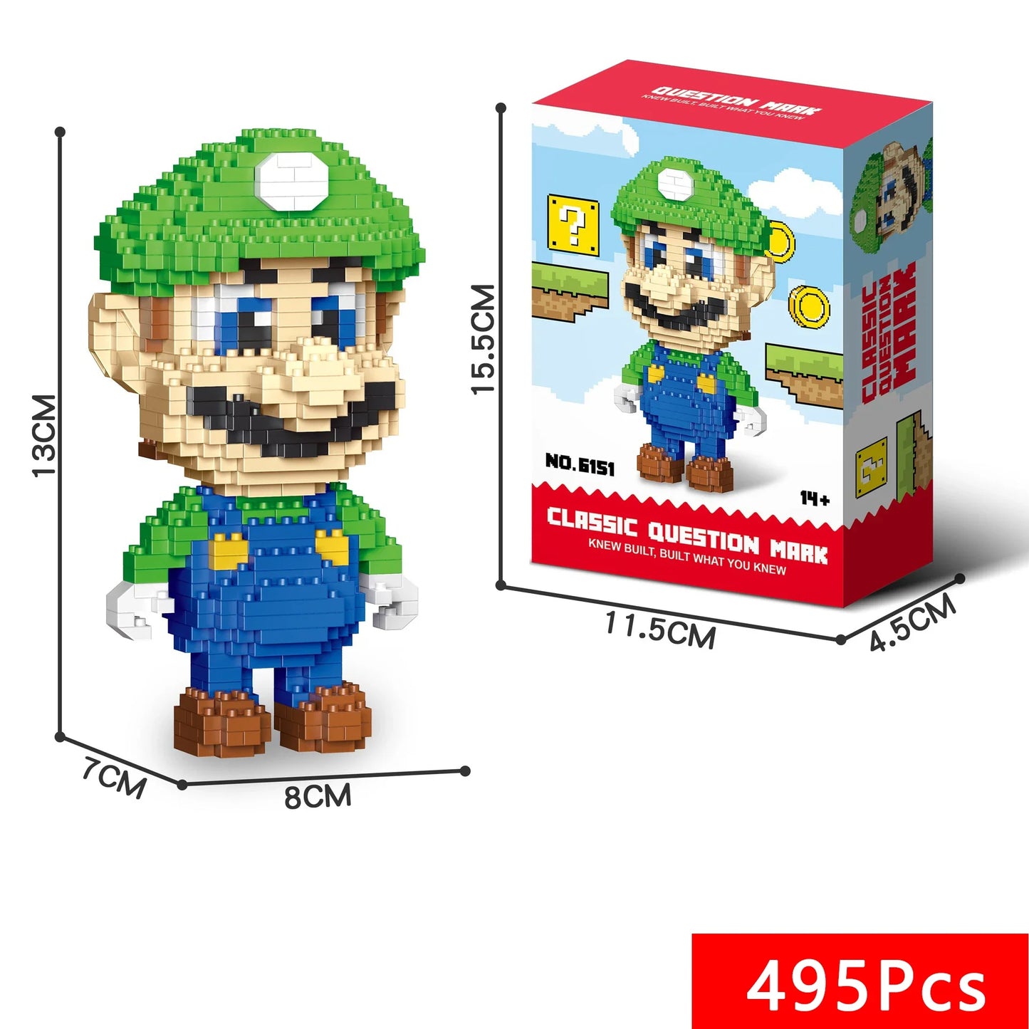 Super Mario Bros Building Block Figures – Mario, Luigi, Yoshi & Bowser Toy Set for Kids