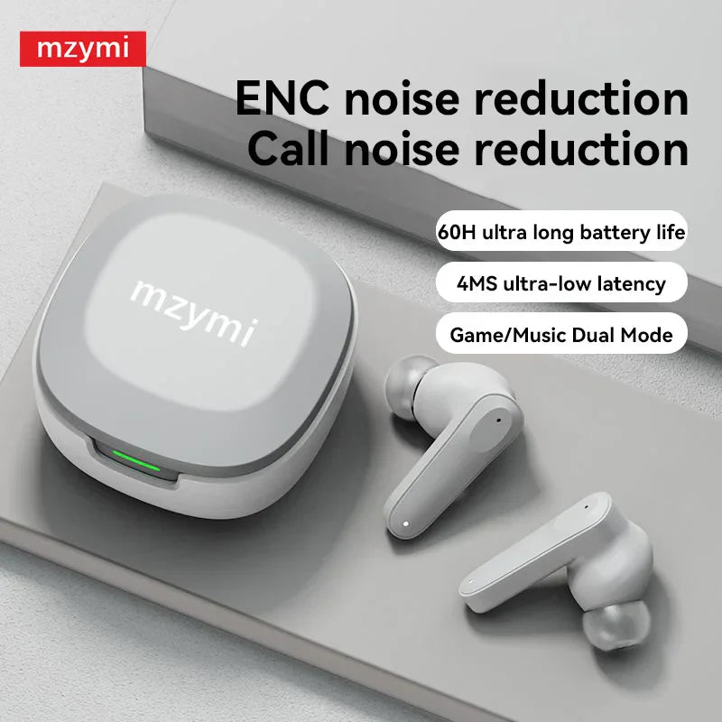 mzymi A98 TWS True Wireless Earbuds | ENC Noise-Reducing Waterproof Sport Headphones