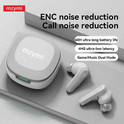 mzymi A98 TWS True Wireless Earbuds | ENC Noise-Reducing Waterproof Sport Headphones