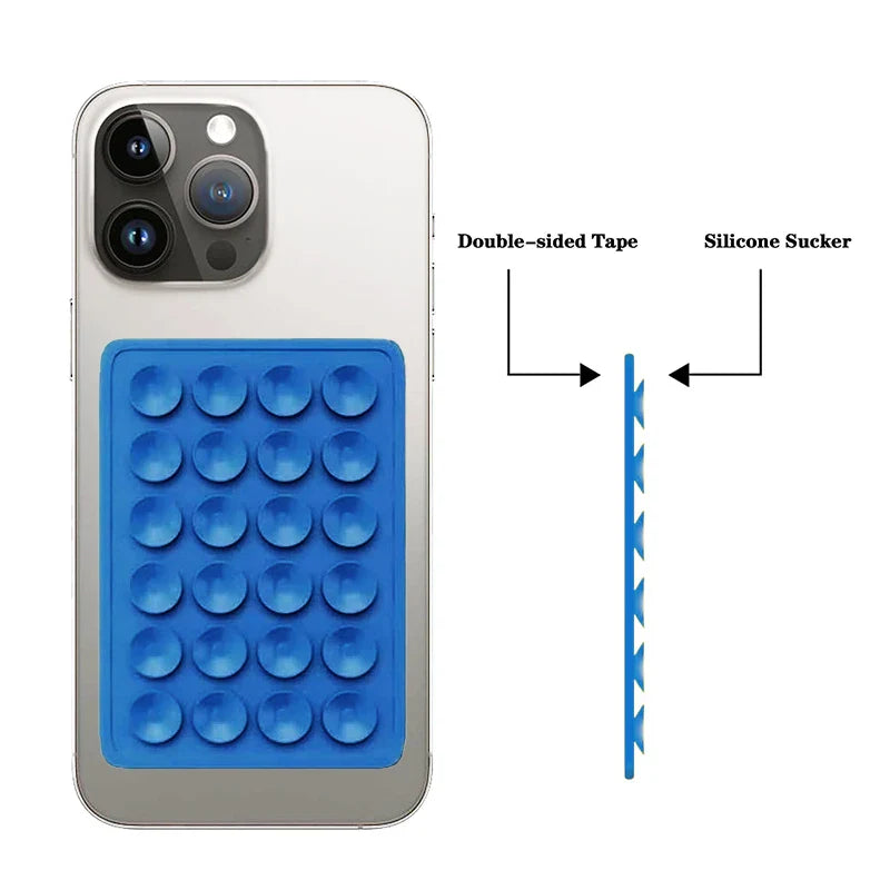 1pc Suction Cup Wall Stand – Multifunctional Silicone Phone Holder with Anti-Slip Design – Square Single-Sided Leather Case Mount