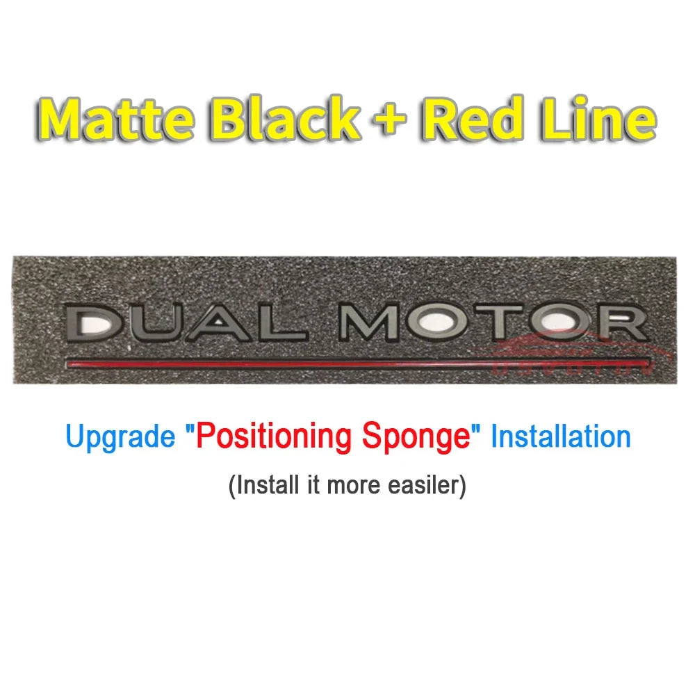 DUAL MOTOR Emblem for Tesla Model 3/Y/X/S — Chrome & Black/Red Trunk Badge Sticker, Car Styling