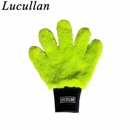 Lucullan Double-Sided Microfiber 5-Finger Mitt – Super Soft, Scratch-Free, Flexible Cleaning Glove