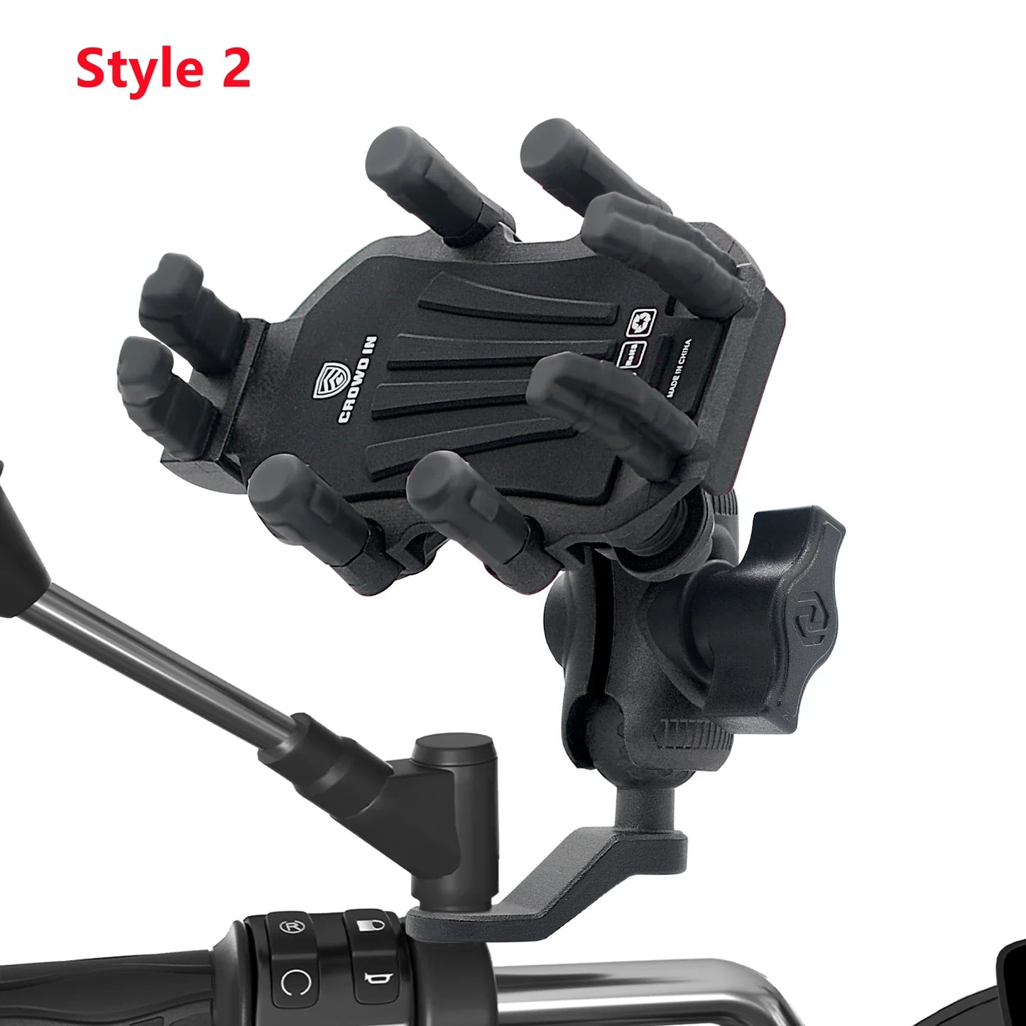 Aluminum Motorcycle Handlebar Phone Holder – Anti-Vibration Navigation & Mirror Mount Stand