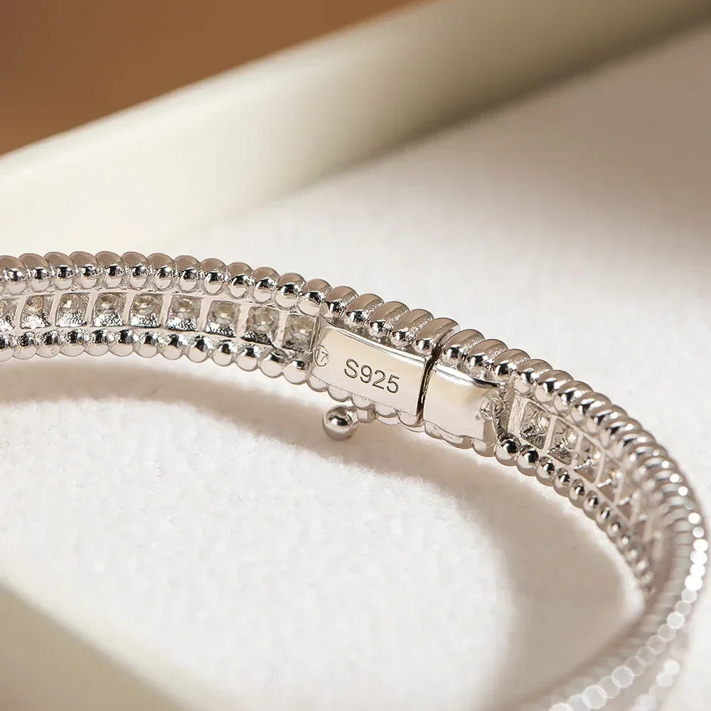 2mm Full Moissanite Bracelet – GRA Certified, 925 Sterling Silver, 18K Gold Plated Luxury Bangle for Women