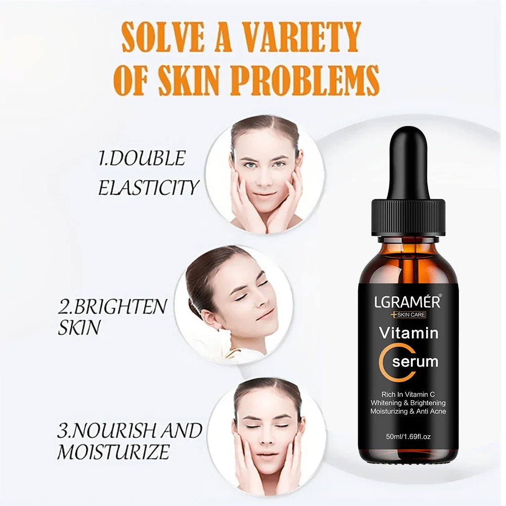 Vitamin C Facial Essence with Hyaluronic Acid – Dark Spot Remover, Moisturizing & Anti-Aging Skin Repair Serum, 50ml