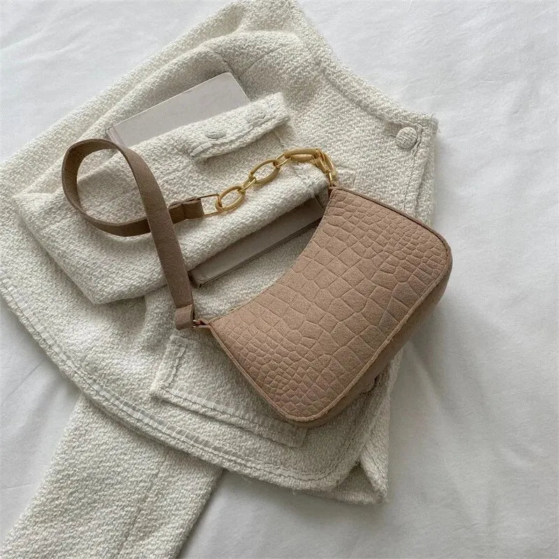 Luxury Lady Felt Armpit Design Tote – Fashionable Small Square Handbag for Women – Chic Crescent Style