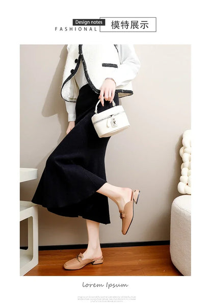 2024 Spring Summer Women’s Straw Mules – Bowknot Round Toe Fisherman Slippers