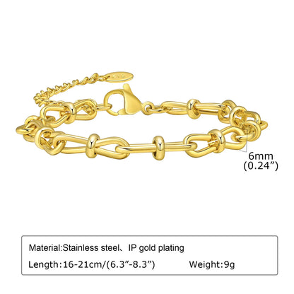Women's Chunky Gold Plated Stainless Steel Link Chain Bracelet – Waterproof Layered Wristband Jewelry