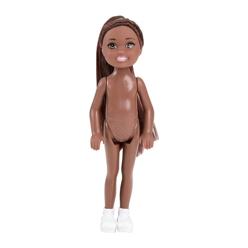 Kawaii African Girls Doll Set — 30cm Mother & 14cm Daughter with Clothes, DIY Kids Toy Birthday Gift