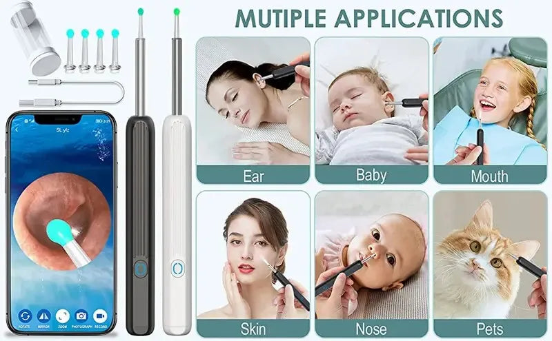 Wireless Smart Visual Ear Cleaner – 1296P Camera Otoscope Ear Wax Removal Health Care Kit