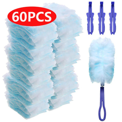 Replacement Microfiber Duster Heads – 10-60pcs Disposable Short Dusters for Home & Office Cleaning, Blinds & Surfaces