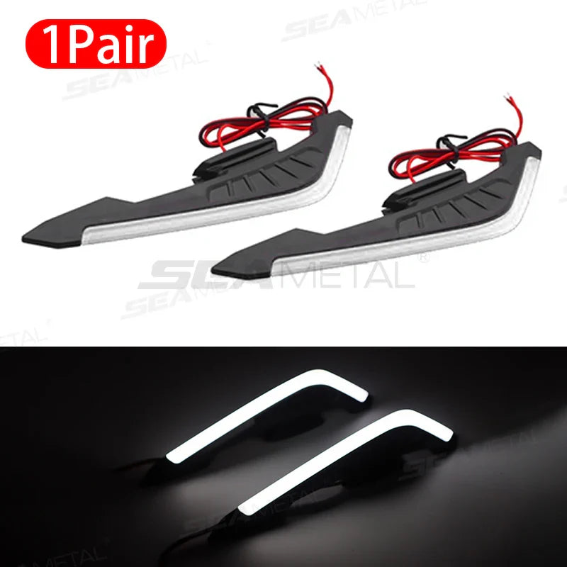 BLALION 2PCS Motorcycle Side Wing LED Lights — 12V Universal Aerodynamic Spoiler Lamps, Decoration & Modification Kit