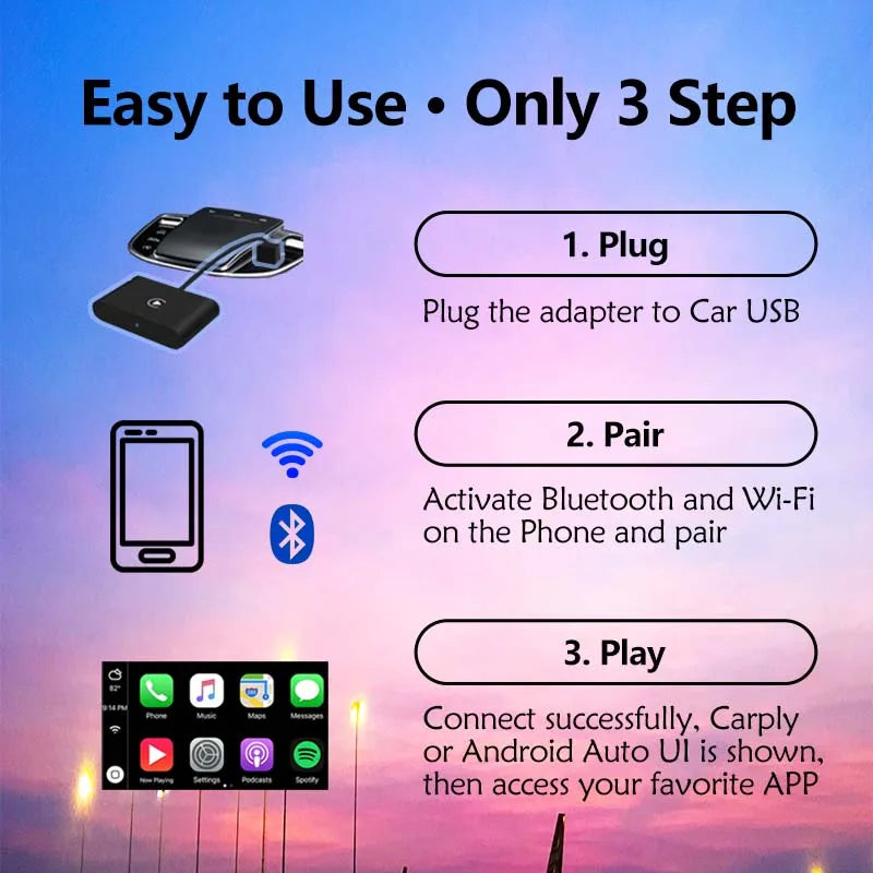 NEW 2-in-1 Wireless Mini Box - CarPlay & Android Auto Adapter | Smart Plug and Play Dongle with Bluetooth & WiFi Fast Connect