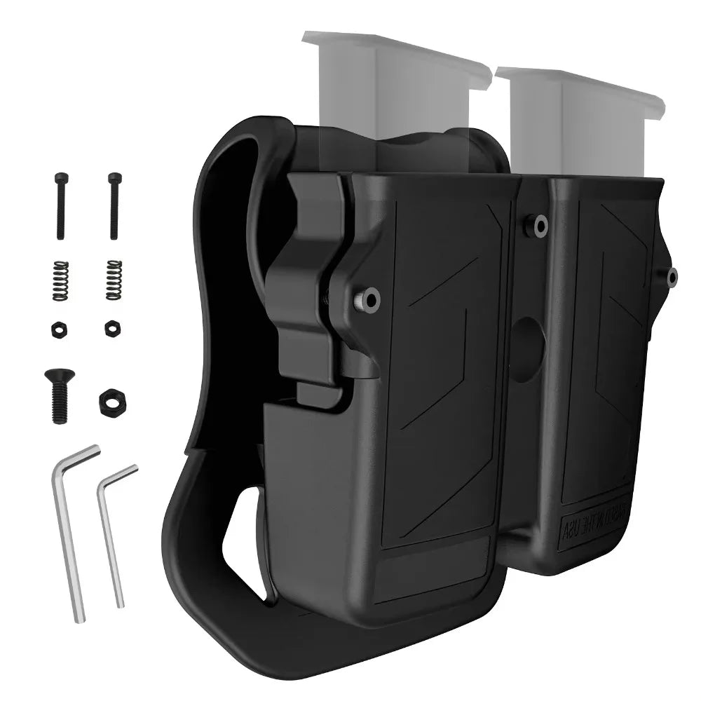 MAGORUI Universal Double Mag Holder - Pistol Magazine Holster for 9mm, 10mm, .40, .45 Double Stack Magazines