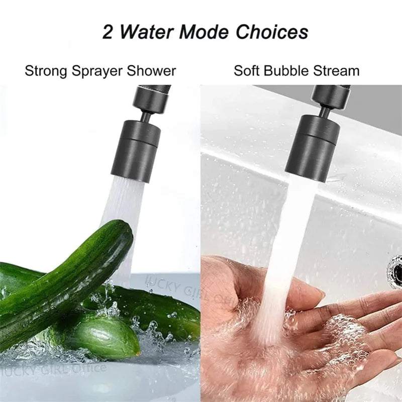 New 2-Mode Kitchen Faucet Spray Head – Adjustable 360° Rotary Splashback Nozzle & Aerator Filter