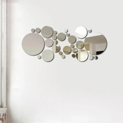26pcs 3D Acrylic Mirror Wall Stickers – Round DIY Mirrors for Bedroom, Bathroom and TV Background Decoration