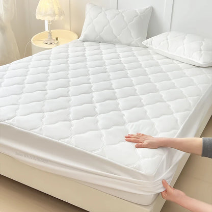 Waterproof Mattress Protector – Fitted Bed Cover for Single, Double, Queen & King Size Beds, Gray & White