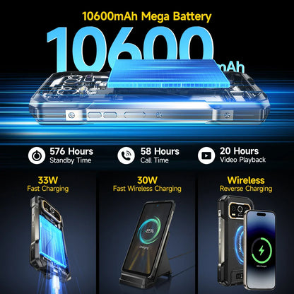Ulefone Armor 27T Pro 5G Rugged Phone - 10600mAh, Android 14, 50MP+64MP Night Camera, 6.78" Display, 24GB+256GB, NFC