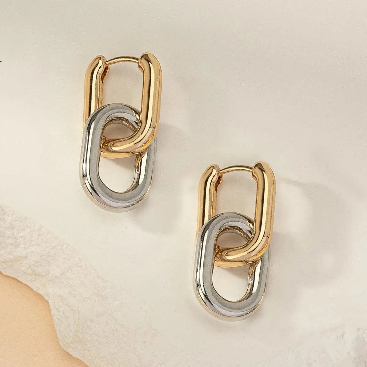 Stainless Steel Gold Geometric Square Hoop Earrings – Punk Hip-Hop Huggie Jewelry for Women Party Fashion