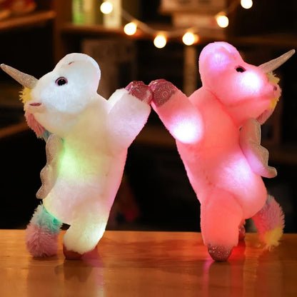 Glowing Unicorn Plush Pillow 38cm - Soft LED Luminous Stuffed Toy Gift for Kids Girls