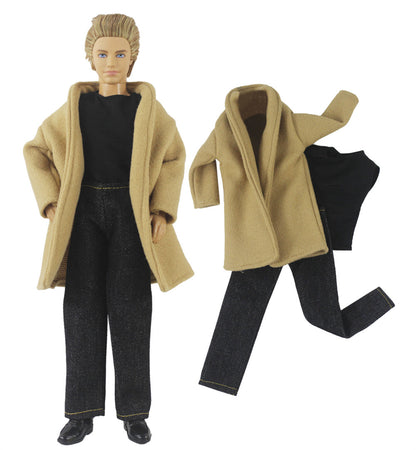 1 Set Woolen Overcoat Outfit for 12-inch Ken Doll – Multiple Styles Doll Clothes