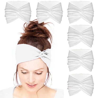Boho Yoga Headbands for Women - Wide Thick Stretchy Turban with Leopard Print, African-Inspired Knotted Head Bands