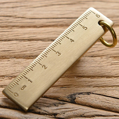 Vintage Brass Straight Ruler — Metal Triangle Protractor Measuring Tool for Students