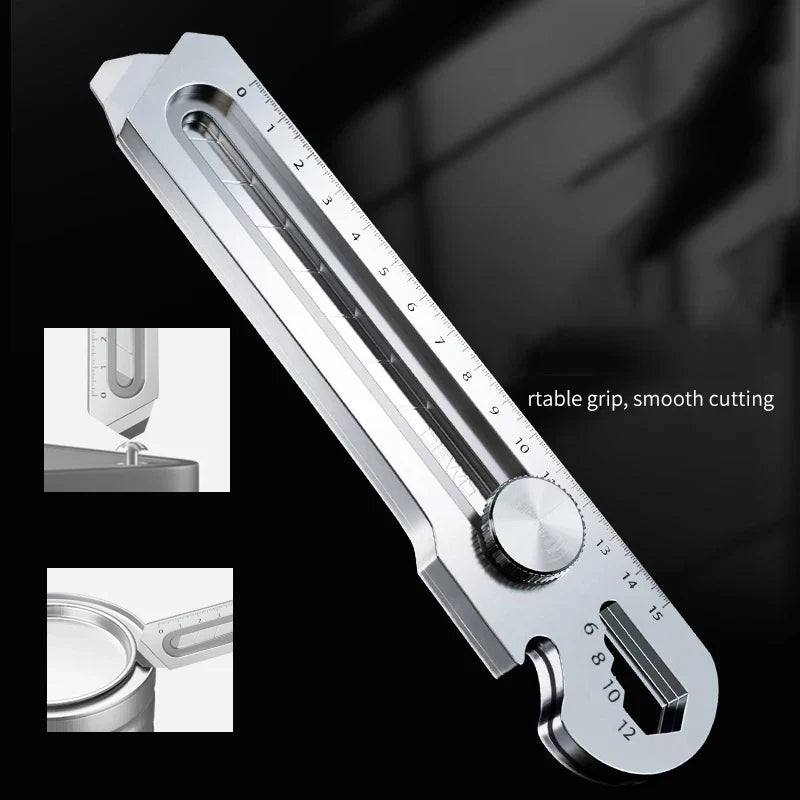 6-in-1 Multifunctional Utility Knife - Stainless Steel Stationery All-Purpose Cutter with Bottle Opener, Tin Opener, Screwdriver, and Ruler