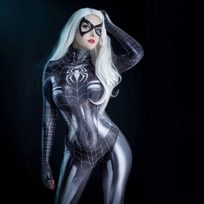Sexy Black Cat Superhero Cosplay Costume – Spider-Woman 3D Printed Jumpsuit for Girls Halloween & Christmas