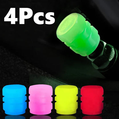 Luminous Valve Caps – Fluorescent Night Glow Tire Caps for Car, Motorcycle & Bicycle (4PCS)