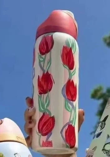 32oz & 24oz One-Touch Pop-Up Sports Water Bottle — Vacuum Insulated Tumbler with Straw & Spout, Leakproof for Outdoor and Gym Use