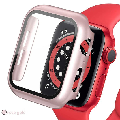 Tempered Glass Screen Protector Case for Apple Watch - Series 8 7 6 SE 5 4 3 Protective Cover Accessories 41mm 40mm 44mm 45mm 42mm