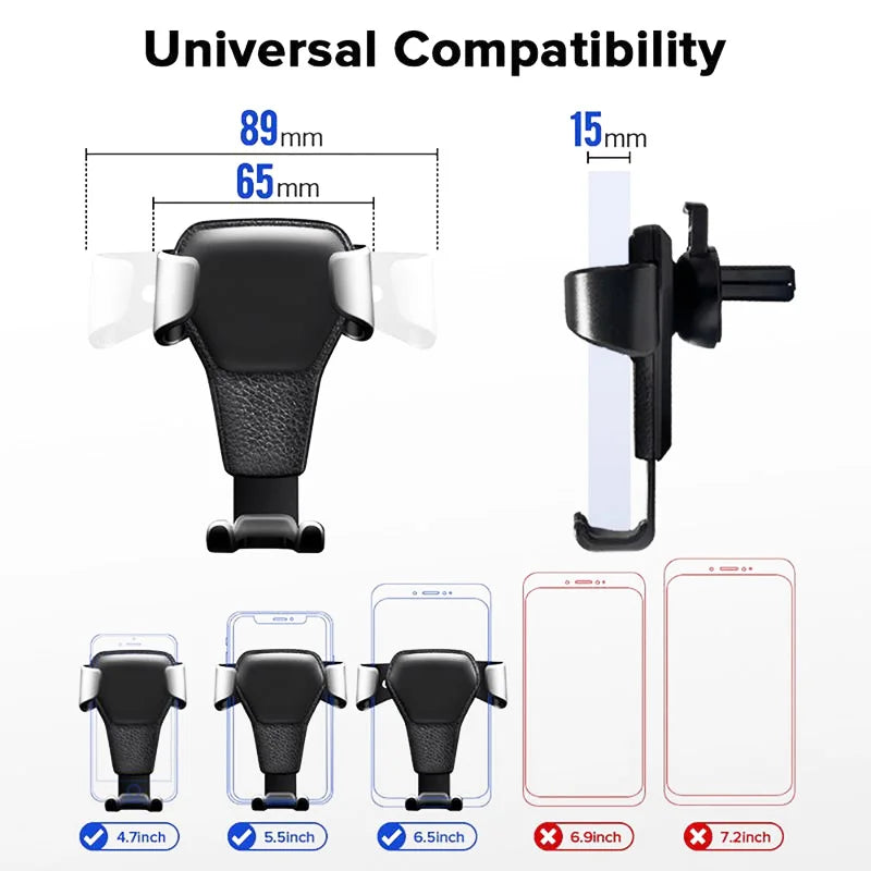 Gravity Car Phone Holder – Air Vent Clip Mount for iPhone & Smartphones