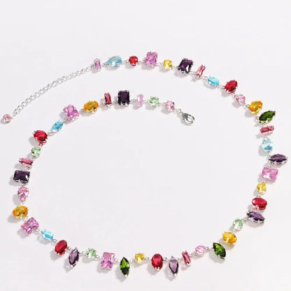 18K Gold Plated Crystal Zircon Necklace – Luxury Colorful Fashion Jewelry for Women, Party & Evening Accessories