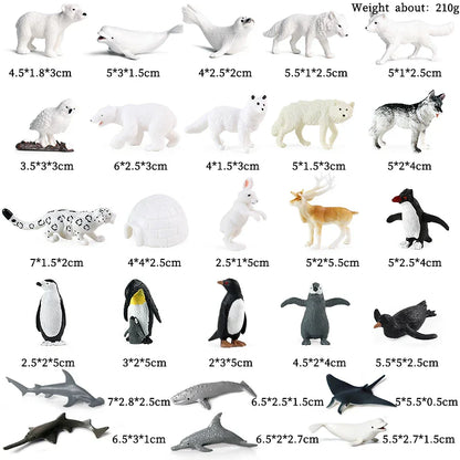 Oenux Montessori Miniature Animal Model Set - Lion, Shark, Horse, Dinosaur Figurines for Educational Play and Zoo-Themed Gifts for Kids
