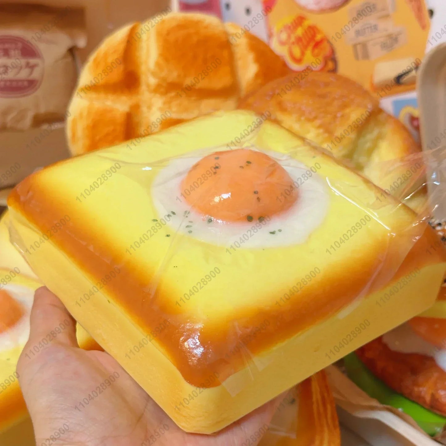 Fried Egg Toast Squishy Toy - Slow Rising Bread Stress Relief Fidget Squeeze Toy for Kids and Adults