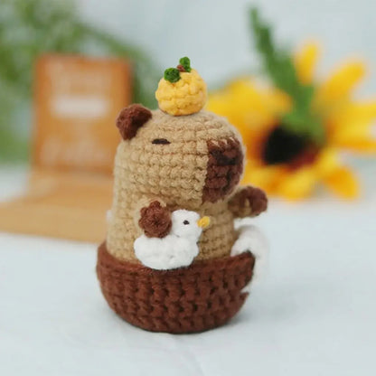 Capybara Crochet Kit – Cute Animal Crochet Set for Beginners, Perfect Christmas Gift for Craft Lovers