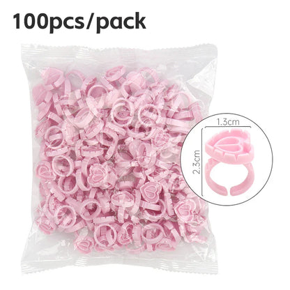 AILEISHI 100PCS Disposable Eyelash Glue Cup Rings – Lash Extension Pigment Holder Tattoo Makeup Tools