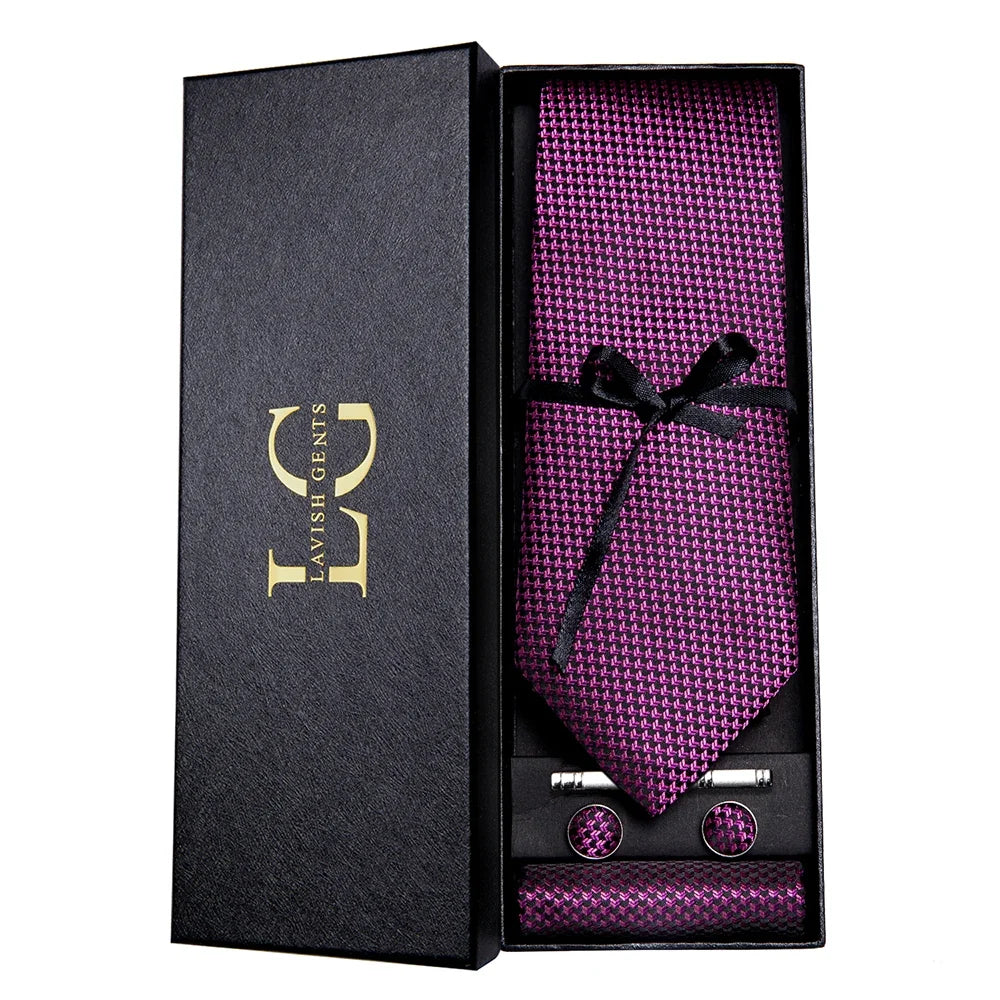 Hi-Tie Luxury Paisley Teal Green Tie Set - Men’s Classic Necktie with Handkerchief & Cufflinks Gift Box for Wedding & Formal Wear
